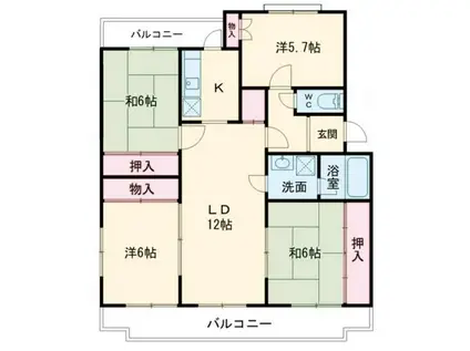 パークサイド千成(4LDK/3階)の間取り写真