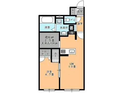 アイリス虹B(1SLDK/1階)の間取り写真