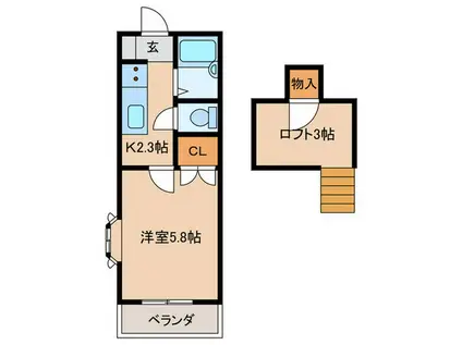 パロッセ綾(1K/2階)の間取り写真