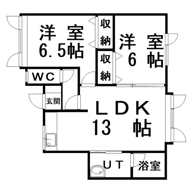 カーサミリオーネ(2LDK/2階)の間取り写真