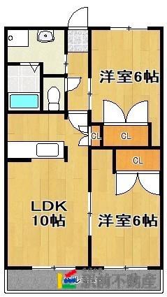 ガーデンヒルズ(2LDK/2階)の間取り写真