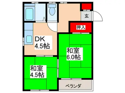 ドミール・イナガキ(2DK/2階)の間取り写真