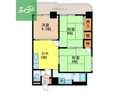 グランドハイツ勝山(3DK/5階)の間取り写真