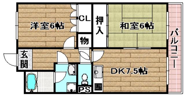 サカイコーポ(2DK/2階)の間取り写真