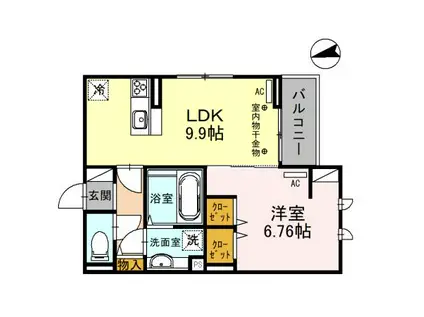 セッティエーム高崎 A(1LDK/3階)の間取り写真