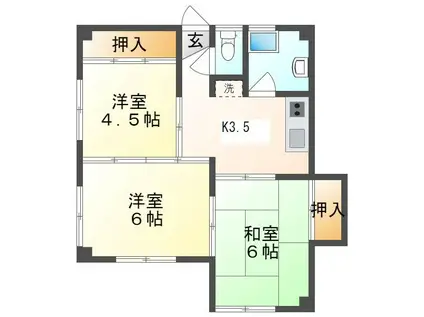 上三垣マンション(3K/4階)の間取り写真