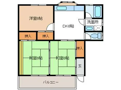 コーポ水野I(3DK/2階)の間取り写真