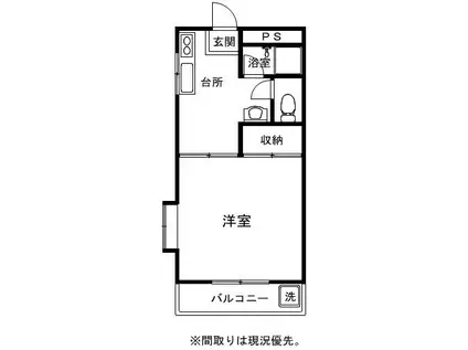 しおんビル(1K/4階)の間取り写真