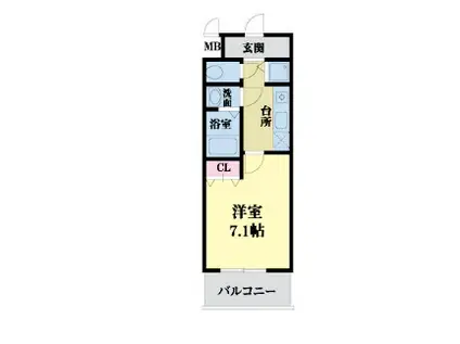 ケーディエックスレジデンス三宮(1K/4階)の間取り写真