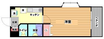 アズビー千里山(1K/4階)の間取り写真