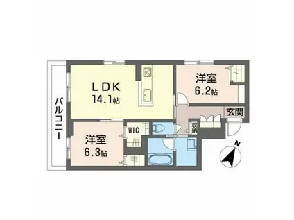 サフィール メゾン(2LDK/2階)の間取り写真