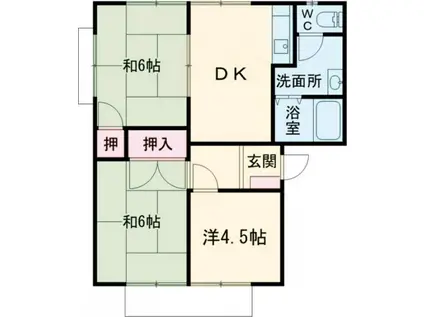 ハイツ二番館A棟(3DK/1階)の間取り写真