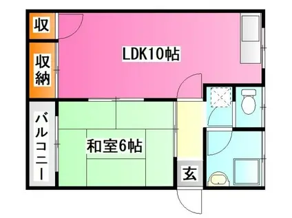 佐々木マンション(1LDK/2階)の間取り写真