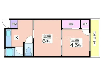 阪堺電気軌道阪堺線 安立町駅 徒歩4分 2階建 築55年(2DK/1階)の間取り写真