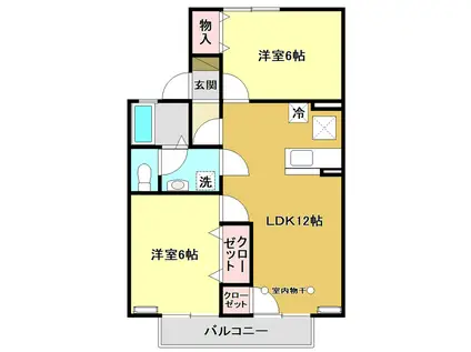 セジュール小松 II棟(2LDK/1階)の間取り写真