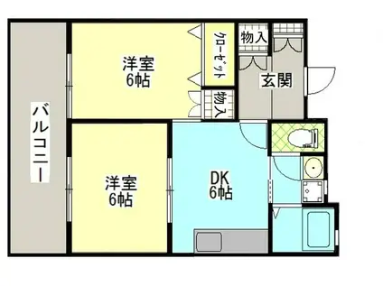 メゾン新珠(2DK/2階)の間取り写真