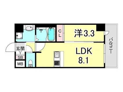 プレサンスブルーム新神戸(1LDK/2階)の間取り写真