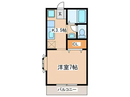 カーサ・うおたみ(1K/2階)の間取り写真