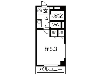 サニーハウス伏見(1K/2階)の間取り写真