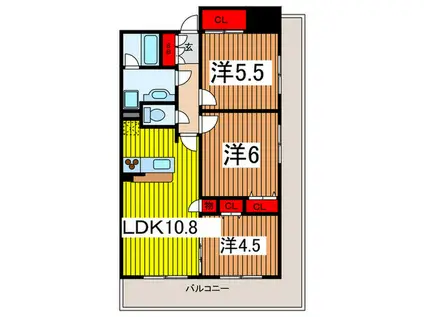 スターフィールド浦和常盤(3LDK/9階)の間取り写真