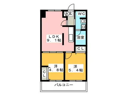 S-FORT福岡東(2LDK/10階)の間取り写真