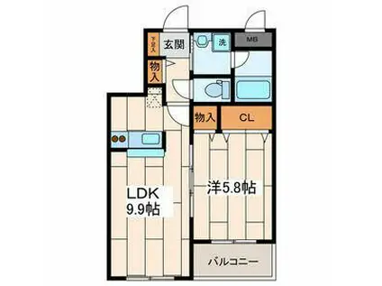 メゾンクレールHIYOSHI(1LDK/2階)の間取り写真
