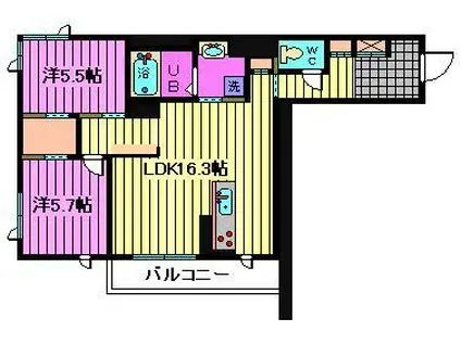 プラチナバレー(2LDK/1階)の間取り写真