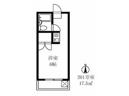 ハイツニュータカバ(ワンルーム/2階)の間取り写真