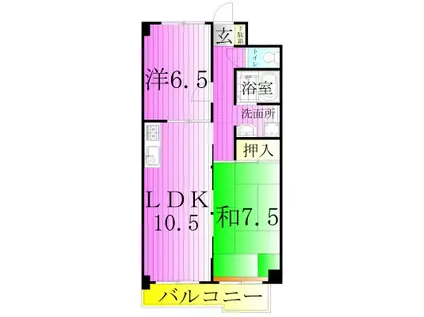 ドミール竹ノ塚(2LDK/5階)の間取り写真