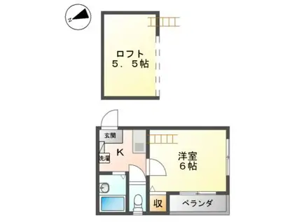 アパートメント51(1K/1階)の間取り写真
