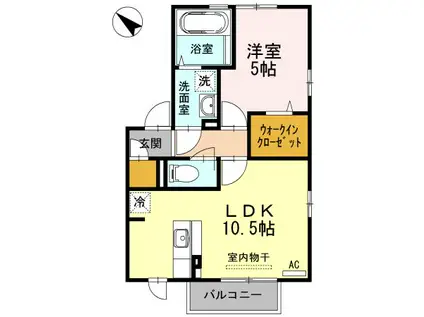 フェアプラッツA棟(1LDK/2階)の間取り写真