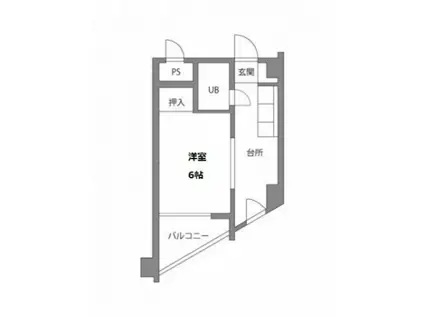 平井ビル(1K/2階)の間取り写真