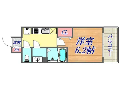 ファステート神戸ハーバーランド(1K/11階)の間取り写真