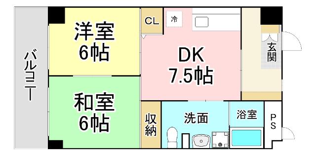 グローリー足立(2DK/3階)の間取り写真