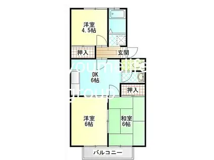 ハイツきくA棟(3DK/2階)の間取り写真