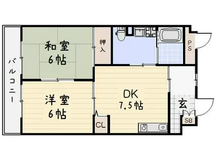 グローリー足立(2DK/3階)の間取り写真