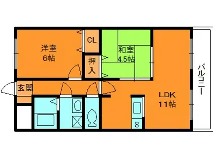 ヤマセン五番館(2LDK/1階)の間取り写真
