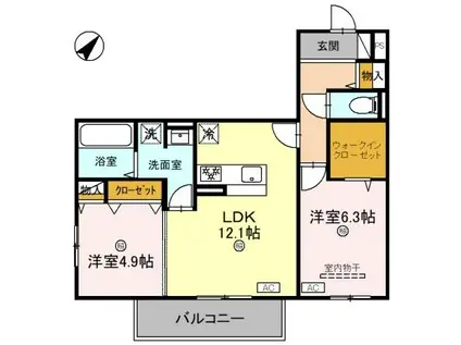 サンパティーク東町(2LDK/2階)の間取り写真