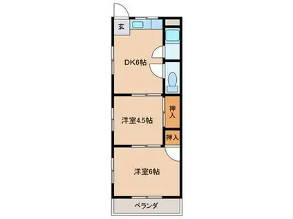 メゾン元町(2DK/1階)の間取り写真