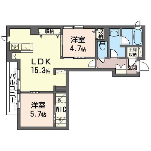 LULU王子(2LDK/3階)の間取り写真