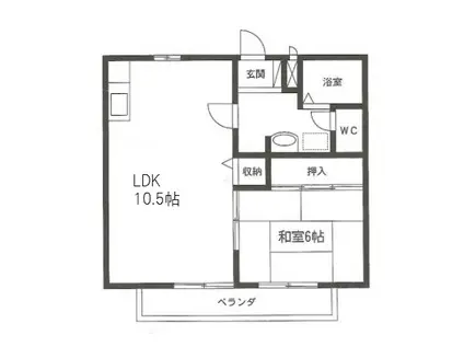 ユトリロ大岩(1LDK/2階)の間取り写真
