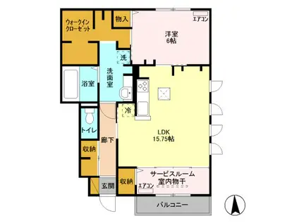 クラーレY(1LDK/1階)の間取り写真