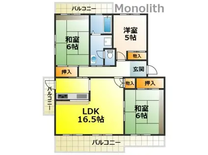 泉北城山台2丁24号棟(3LDK/1階)の間取り写真