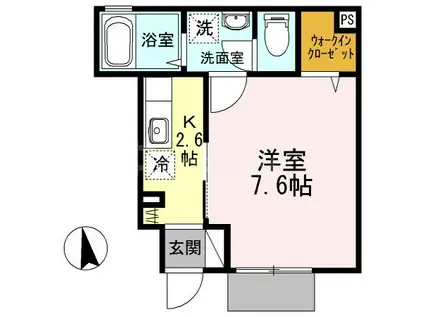 ミズカ ラトゥール(1K/1階)の間取り写真