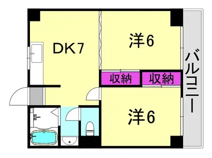 鳴尾ハイツ(2DK/3階)の間取り写真
