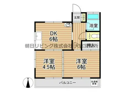 第三静和荘(2DK/2階)の間取り写真