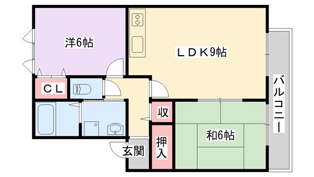 レジュールメゾン喜多(2LDK/2階)の間取り写真