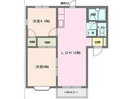 第6木村ハイツ(2LDK/2階)の間取り写真