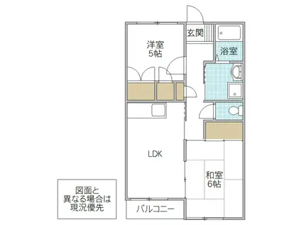 グリーンタウンC棟(2LDK/1階)の間取り写真