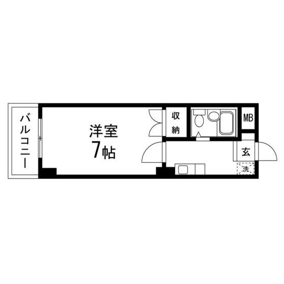 花京院足利ビル(1K/6階)の間取り写真